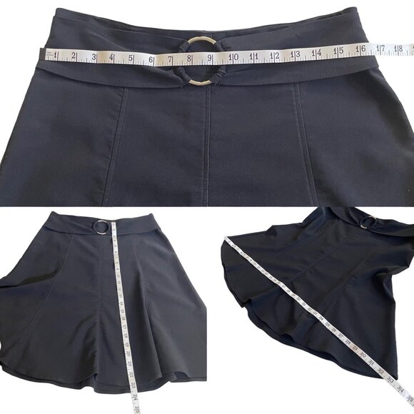 90's Y2K Vintage Spring Street Black A-Line Skirt Silver Tone Ring Detail Sz 11 - Picture 5 of 6